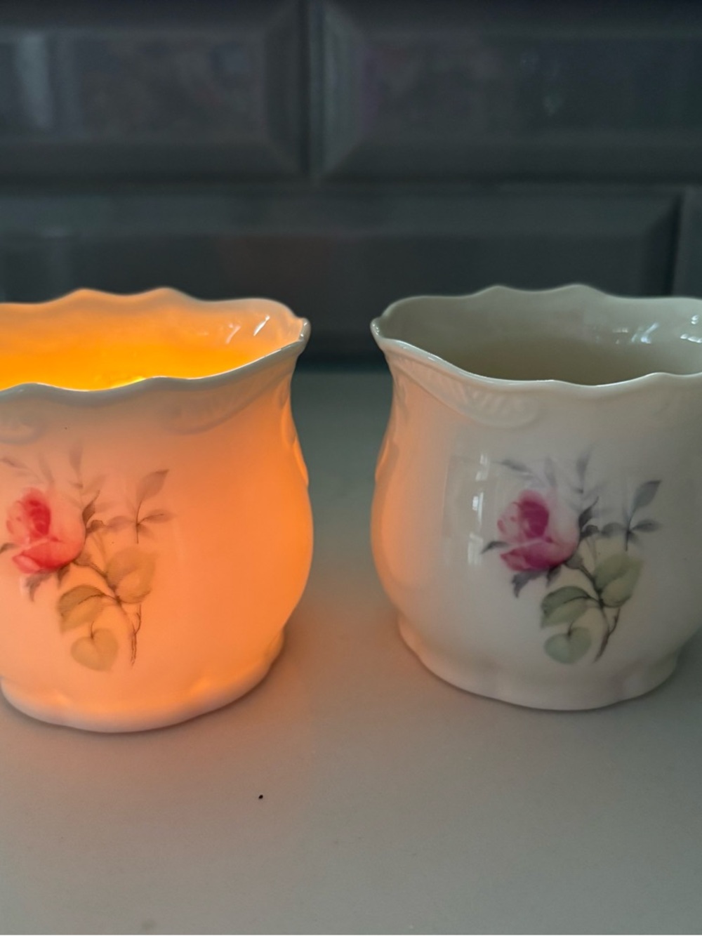 Donegal Parian China Pink Rose Candle Votive Or Small Bud Vase Vintage Ireland🌹